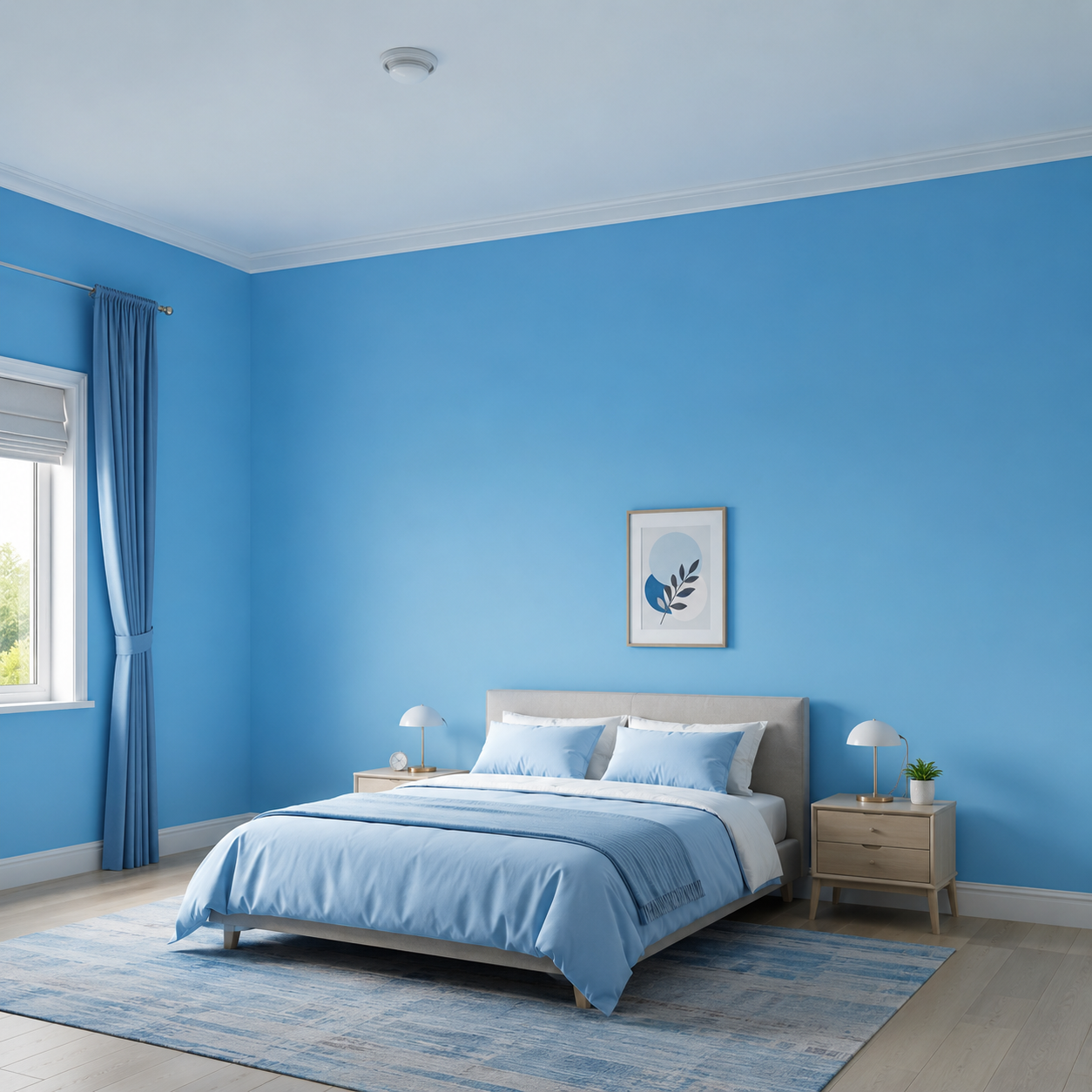 Blue bedroom wall paint idea